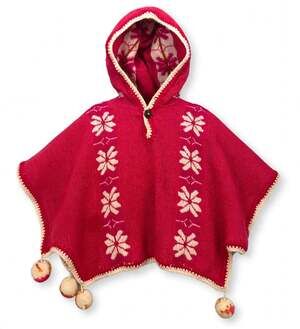 Milma Arte Girls Hooded Poncho Pink Floral Ecuador Handmade Size 4